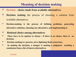 Comprehensive Decision Making Comprehensive Guide to Effective Decision Making in Management | PPTX