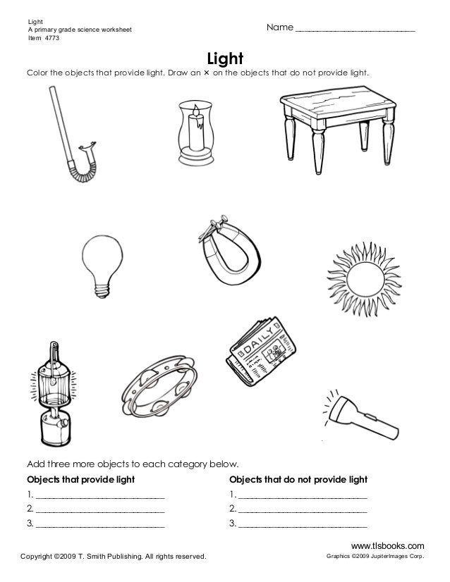 5th grade science worksheets how light sources help us see greatkids