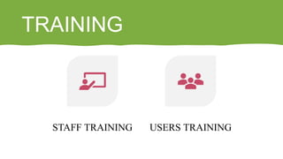 TRAINING
STAFF TRAINING USERS TRAINING
 