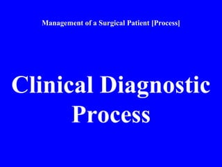 Management of a Surgical Patient [Process]
Clinical Diagnostic
Process
 