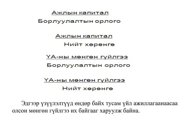 Мөнгөн гүйлгээний тайлангийн шинжилгээ | PPT