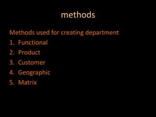 methodsMethods used for creating departmentFunctionalProductCustomerGeographicMatrix