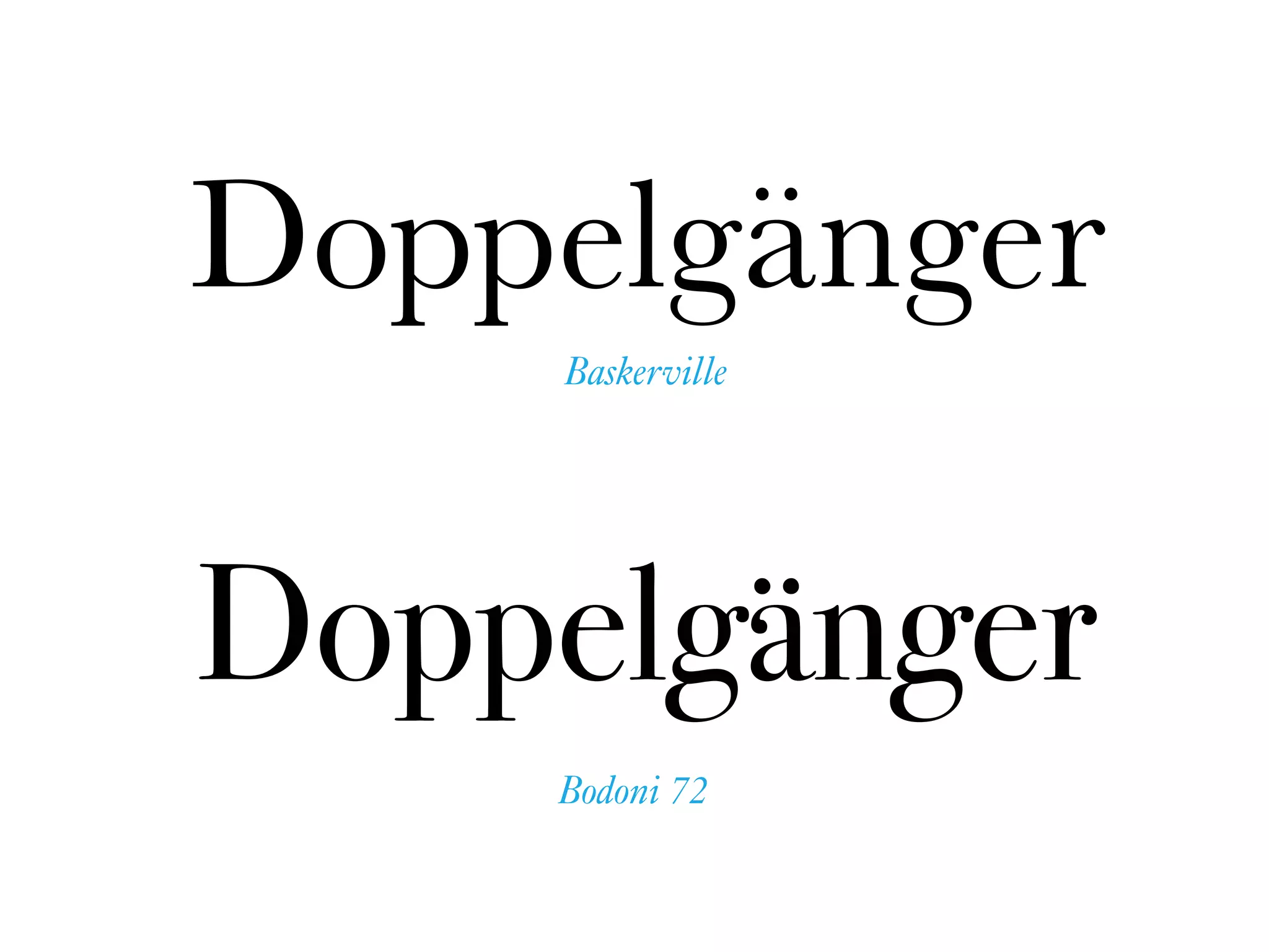 Bodoni 72
Doppelgänger
Baskerville
Doppelgänger
 