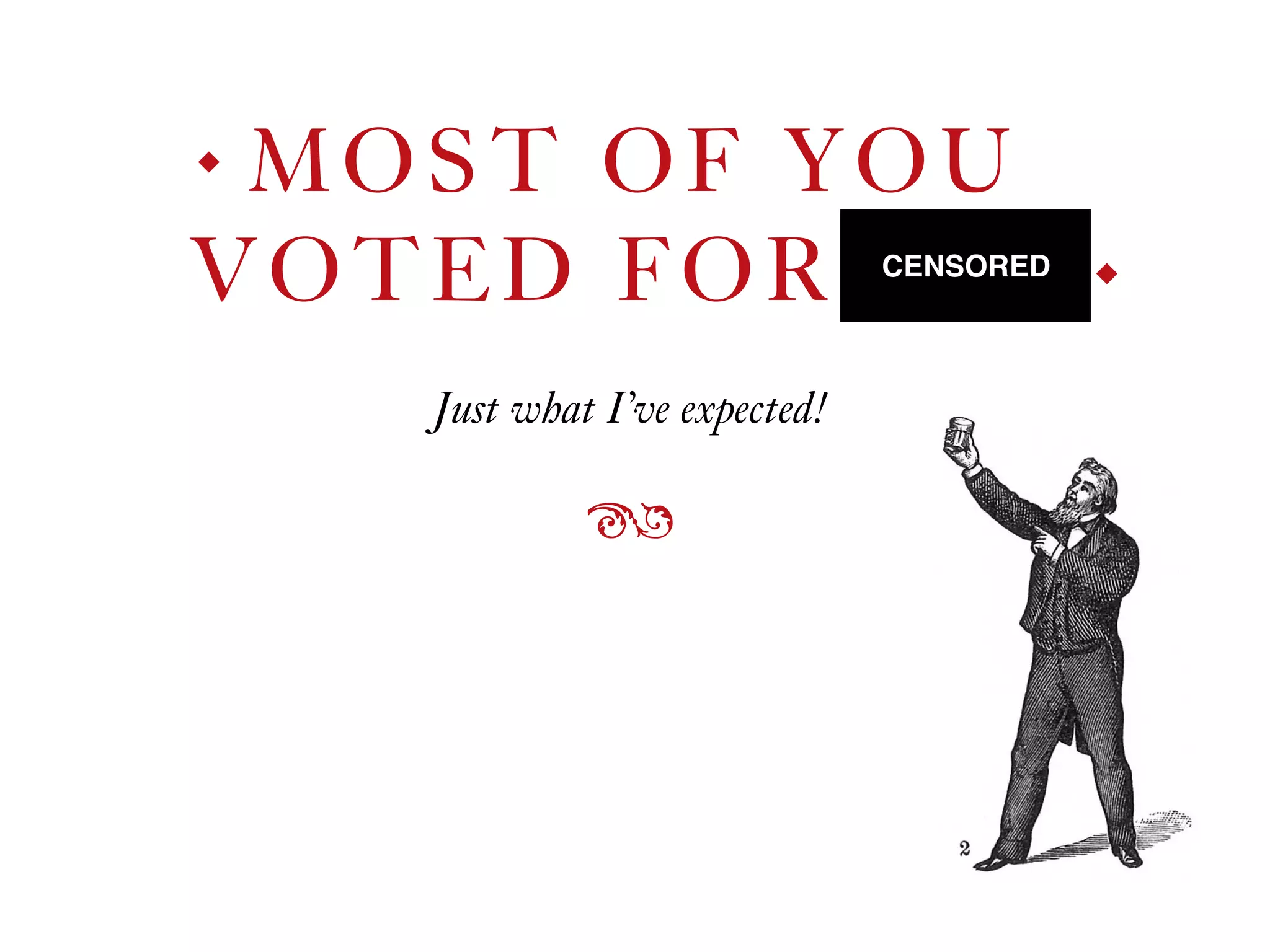 MOST OF YOU  
VOTED FOR №4!
◆
◆
Just what I’ve expected!
ß
CENSORED
 