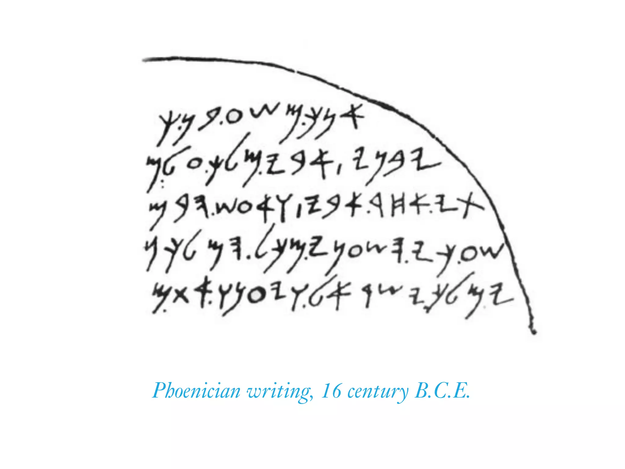 Phoenician writing, 16 century B.C.E.
 