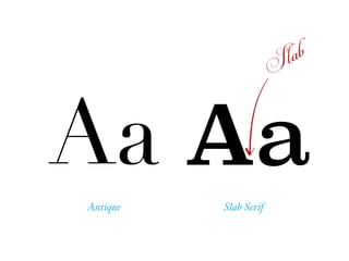 Antique Slab Serif
Aa Aa
Slab
 