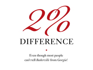 2%DIFFERENCE
Even though most people  
can’t tell Baskerville from Georgia!
◆
 