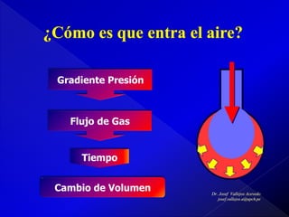 Gradiente Presión

Flujo de Gas

Tiempo
Cambio de Volumen

 