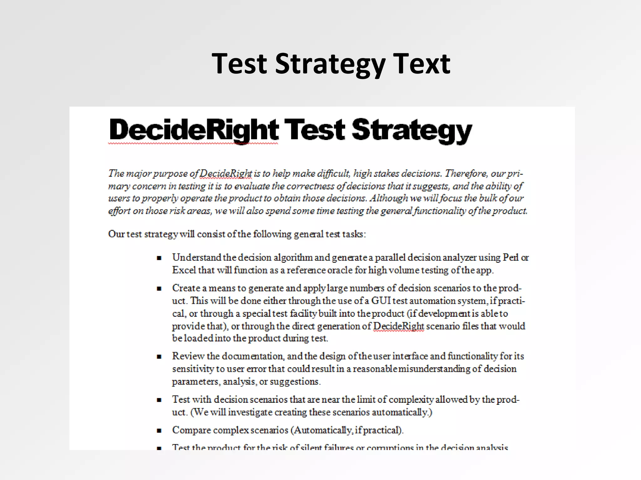 Test Strategy Text
 