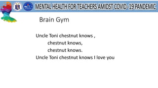 Uncle Toni chestnut knows ,
chestnut knows,
chestnut knows.
Uncle Toni chestnut knows I love you
Brain Gym
 