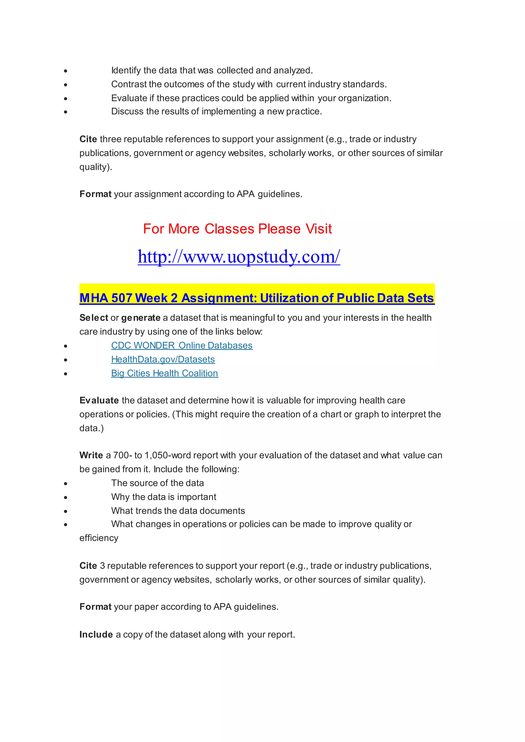 Mha 507 mha507 mha 507 best tutorials guide uopstudy.com