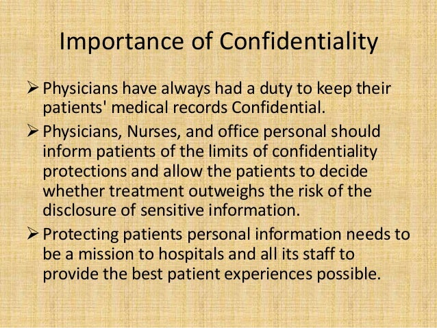 Importance Of Confidentiality