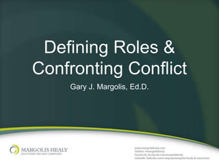 Defining Roles &
Confronting Conflict
    Gary J. Margolis, Ed.D.
 