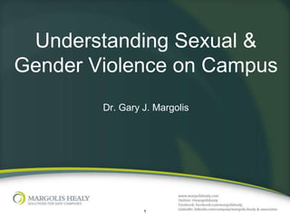 Understanding Sexual &
Gender Violence on Campus
        Dr. Gary J. Margolis




                 1
 