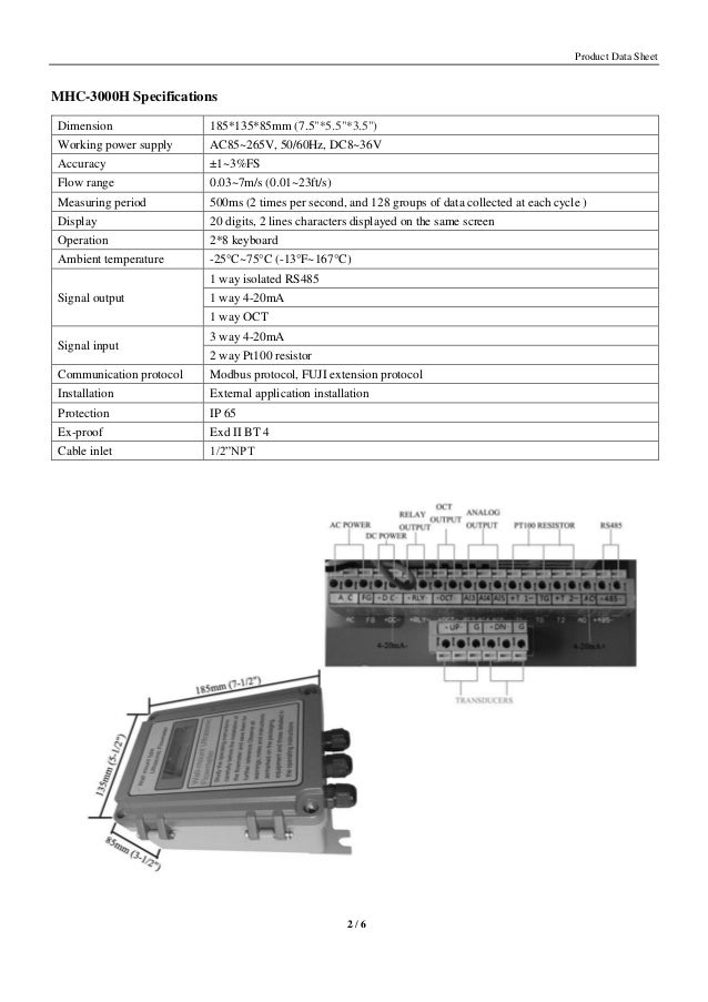 MHC3000 Wall mount ultrasonic flow meter data sheet