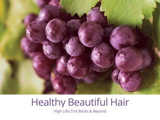 Healthy Beautiful Hair
High Lifts,Tint Backs & Beyond
 