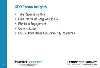 © 2015 Huron Consulting Group. All rights reserved. Proprietary and confidential.
19
CEO Forum Insights
 Take Reasonable ...