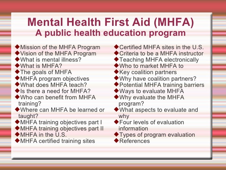 Complete overview of a Mental Health First Aid Program