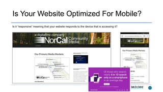 Is Your Website Optimized For Mobile?
Is it “responsive” meaning that your website responds to the device that is accessing it?
 
