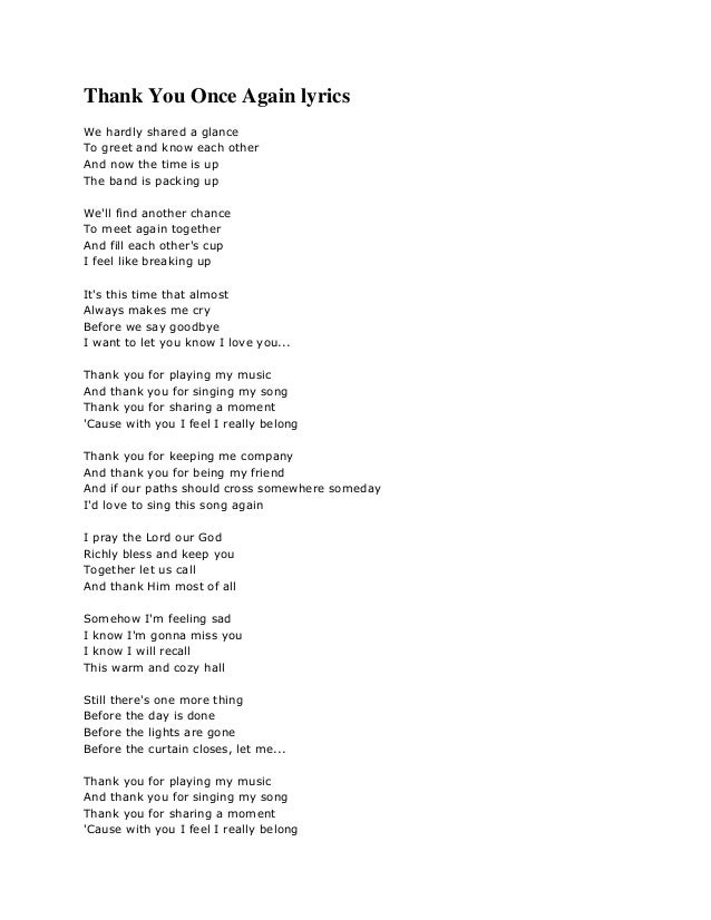 Let Me Thank You Again Lyrics And Chords Lyricswalls