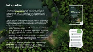 Mhe Environment Mental health and the environment: Bringing nature back into people's ...