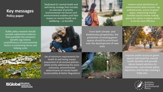 Mhe Environment Mental health and the environment: Bringing nature back into people's ...