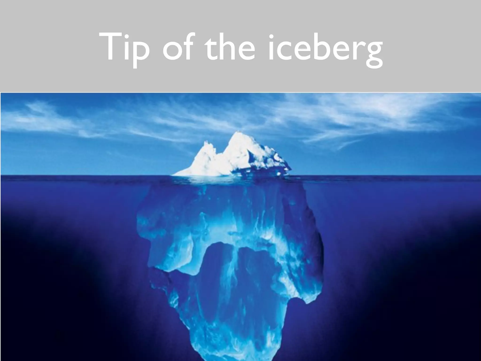 Tip of the iceberg 
16 
 