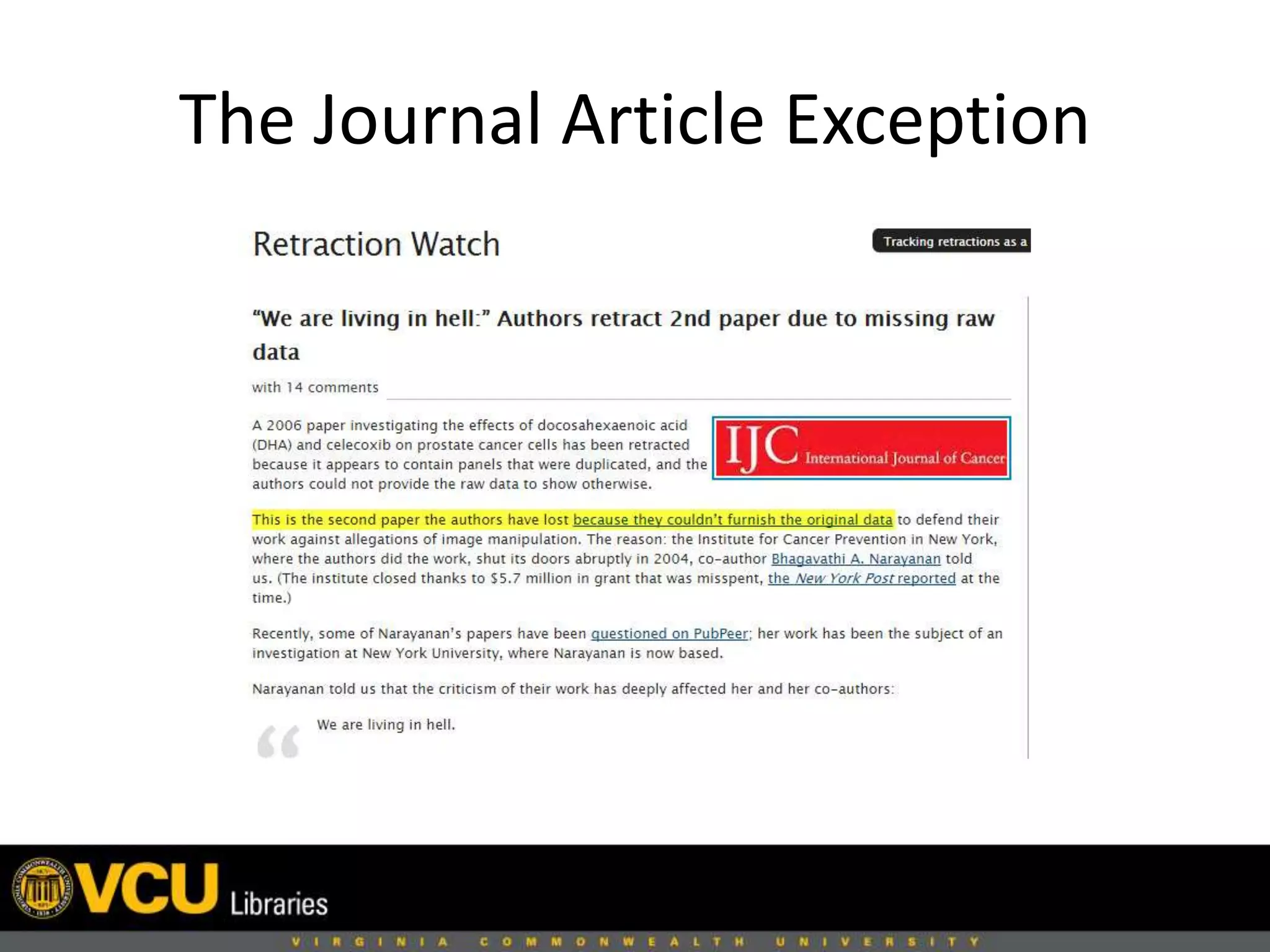 The Journal Article Exception
 