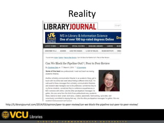 Why Librarians?
Library and information professionals:
• need to become more involved with semantic
web or users will rein...