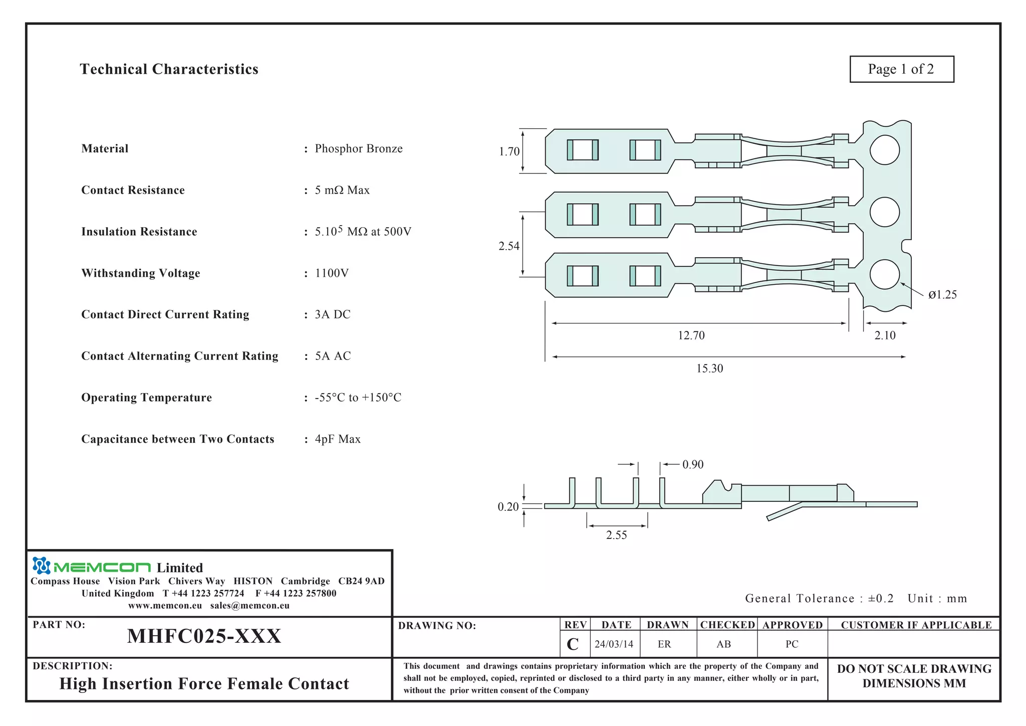 Memcon Mhfc025 high-insertion-force-female-contact-specification | PDF