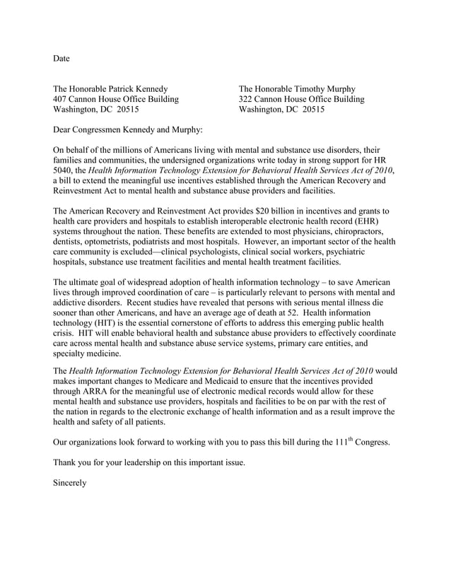 Mh group letter on hr 5040 | PDF