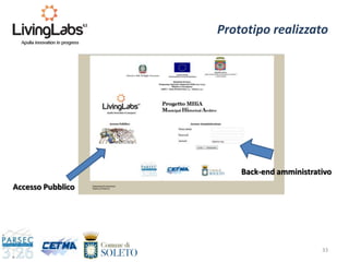 33
Prototipo realizzato
Back-end amministrativo
Accesso Pubblico
 