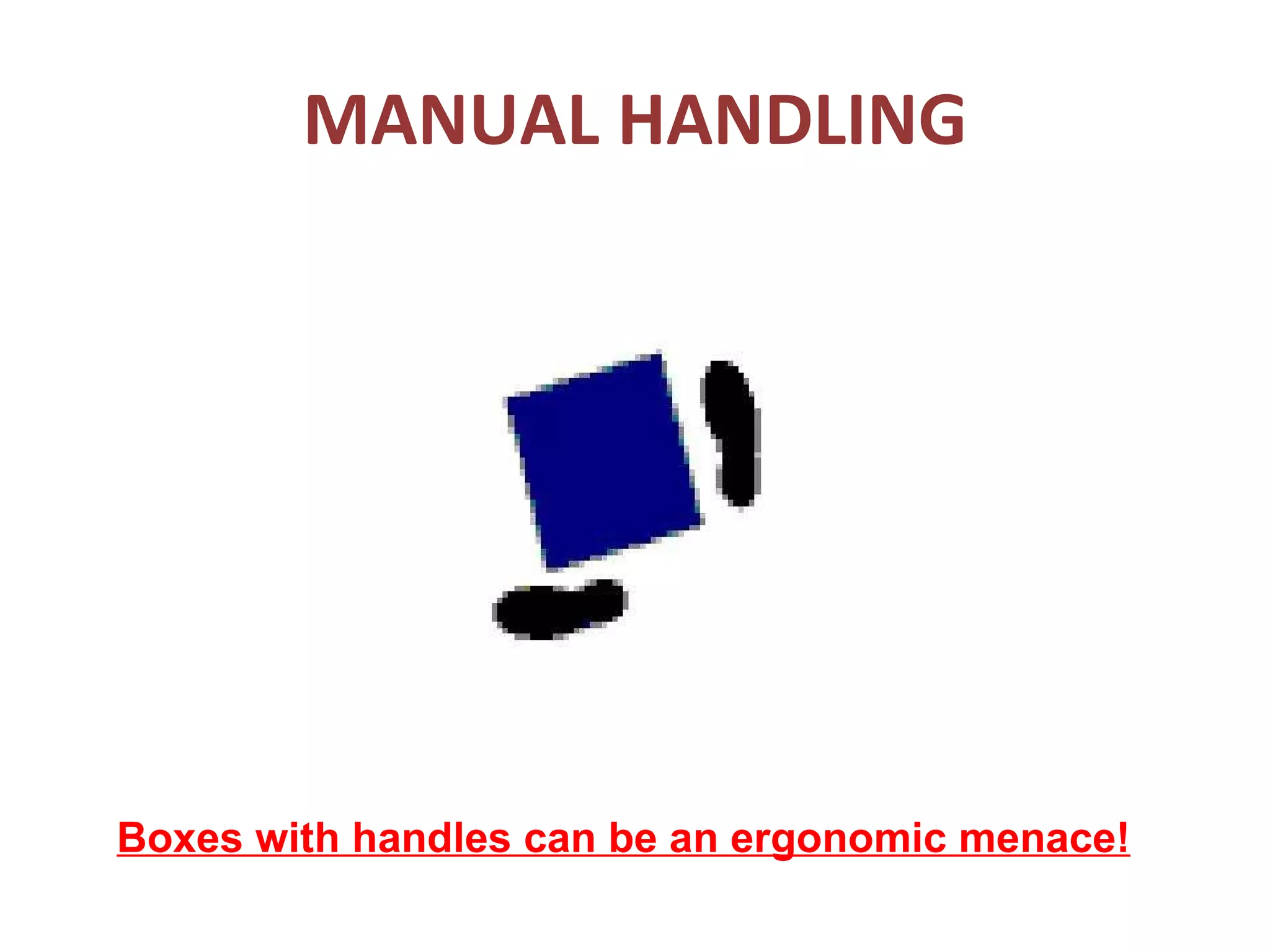 MANUAL HANDLING Boxes with handles can be an ergonomic menace! 