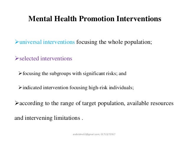what is mental health promotion As an example, the gatehouse project has been developing and evaluating a school-based mental health promotion strategy in australia since. what is mental health promotion As an example, the gatehouse project has been developing and evaluating a school-based mental health promotion strategy in australia since.