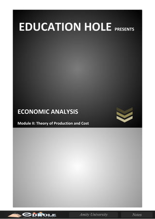 ECONOMIC ANALYSIS
Module II: Theory of Production and Cost
EDUCATION HOLE PRESENTS
 