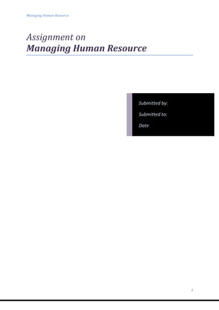 Managing Human Resource

Assignment on
Managing Human Resource

Submitted by:
Submitted to:
Date

i

 