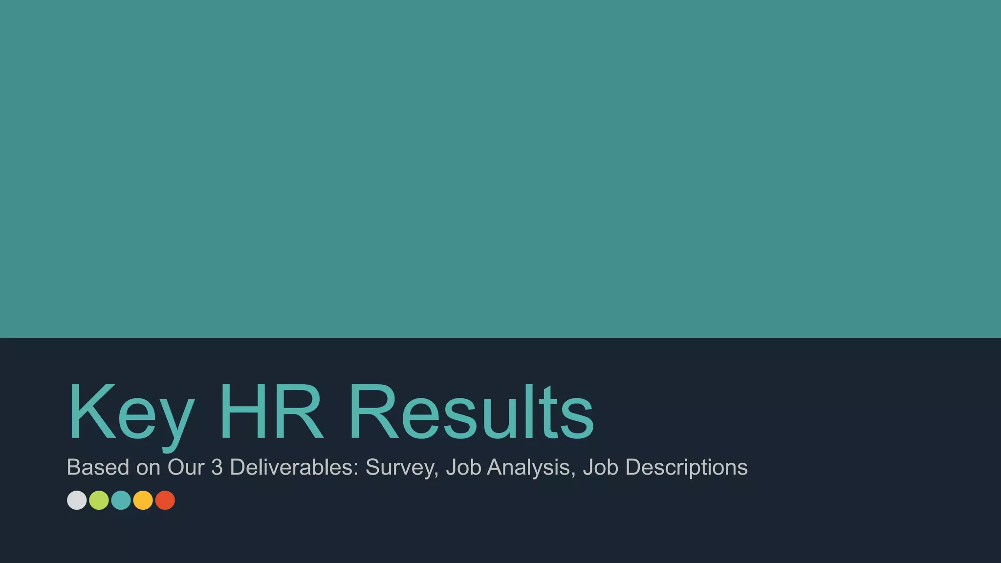 Key HR ResultsBased on Our 3 Deliverables: Survey, Job Analysis, Job Descriptions
 