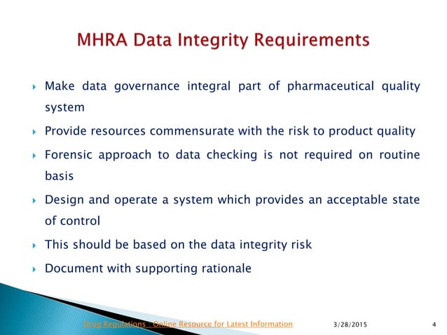 MHRA Data Integrity Requirements
