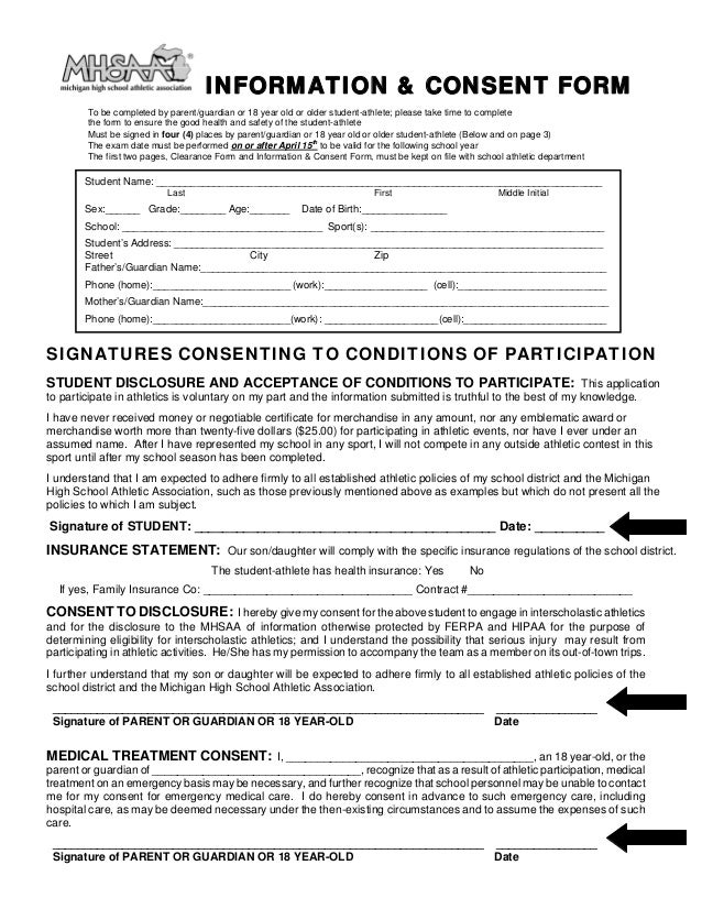 mhsaa physical form 2013 athletic form