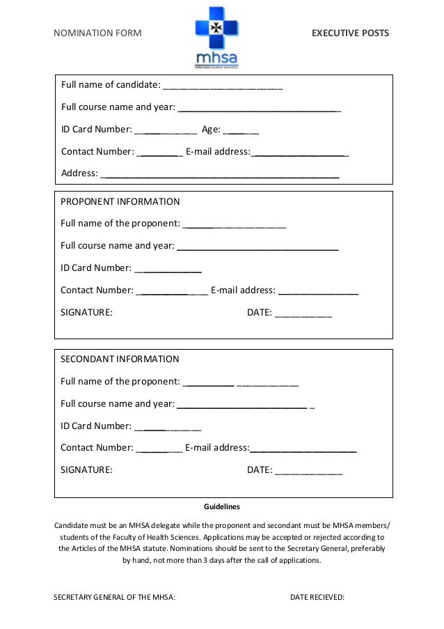 mhsa nomination form eb elections nomination form