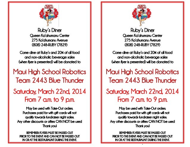 Maui High School Robotics Fundraiser Flyer