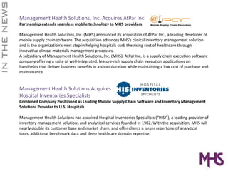 Consistently provide accurate data to managementTotal Supply Chain SolutionDiscoverConduct physical inventory and review internal processes