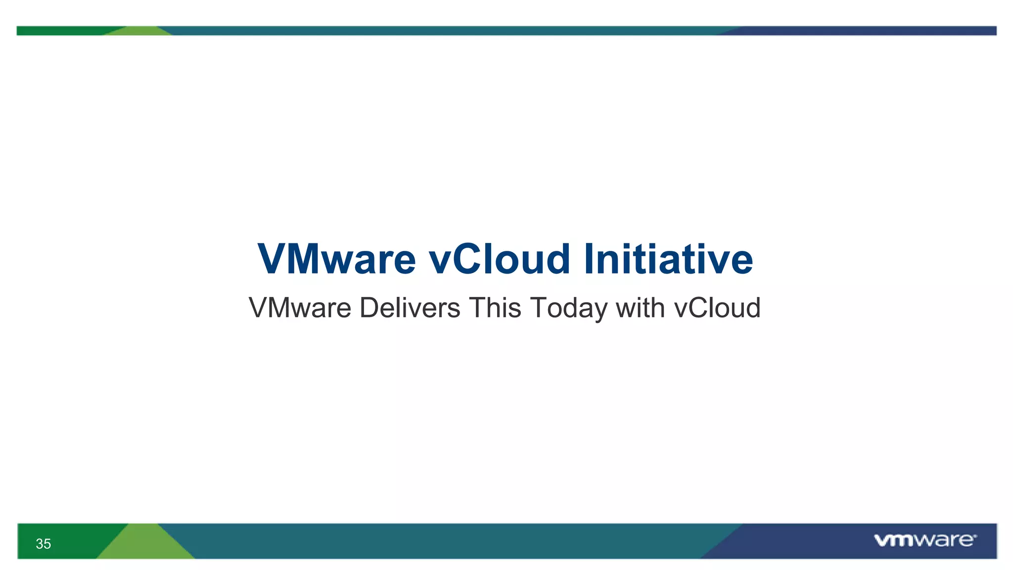 VMware vCloud Initiative
     VMware Delivers This Today with vCloud




35
 