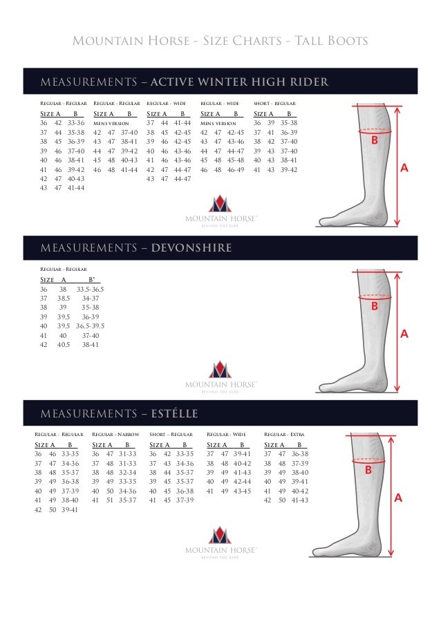 Mountain Horse Boots Size Chart