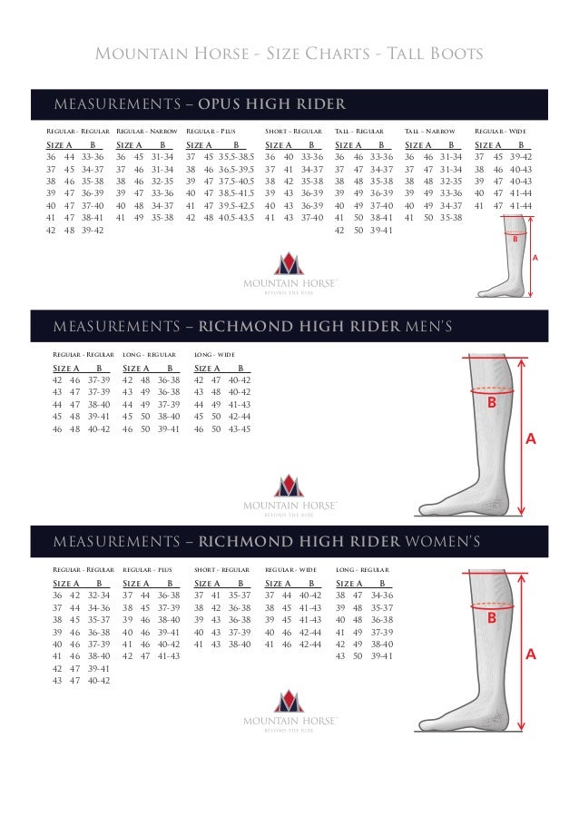 Mountain Horse Boots Size Chart