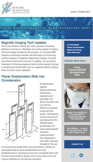 Senior Scientifics, a unit of Manhattan Scientifics (MHTX), October Newsletter — Magnetic Imaging Tech Updates