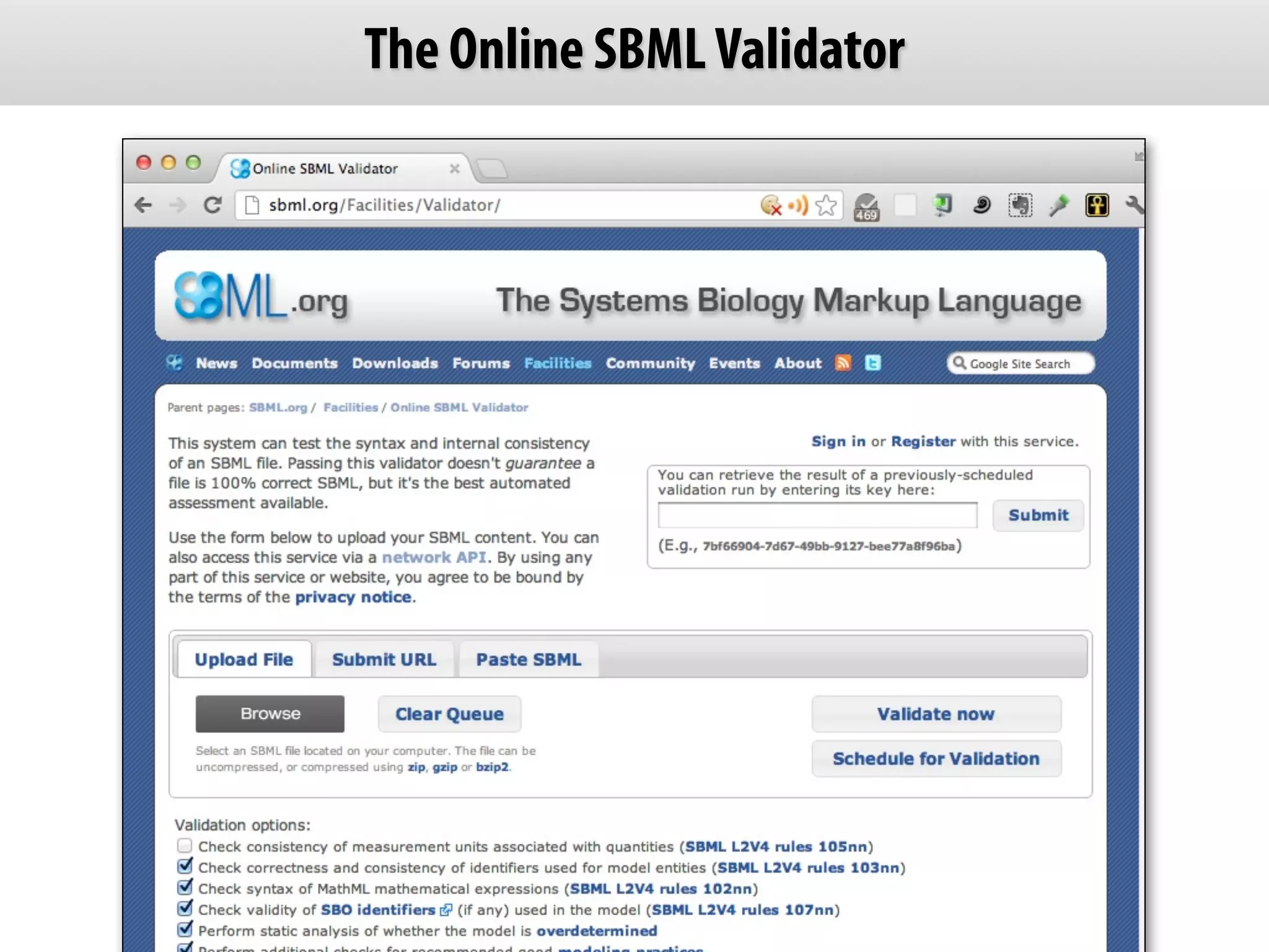The Online SBML Validator
 