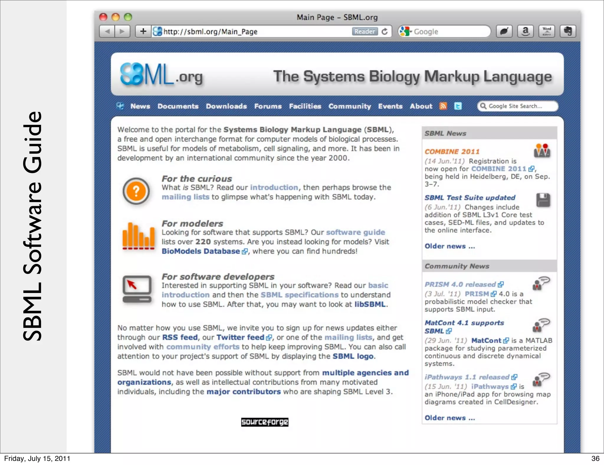 SBML Software Guide




Friday, July 15, 2011     36
 