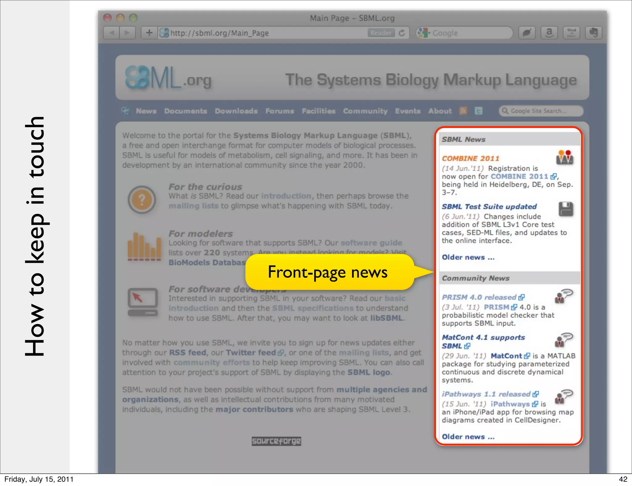 How to keep in touch




                           Front-page news




Friday, July 15, 2011                        42
 
