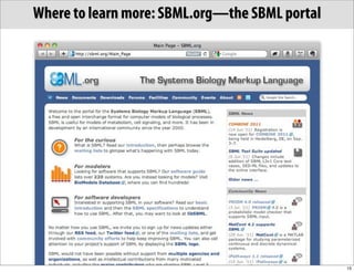 Where to learn more: SBML.org—the SBML portal




                                                15
 